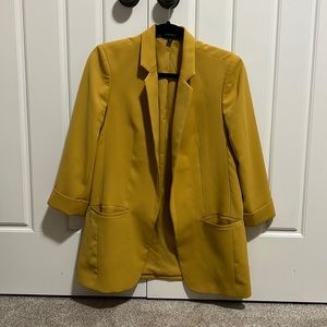 Suiting fabric mustard blazer from express